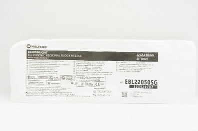 Halyard EBL22050SG EchoBright Echogenic Regional Block Ndle 22Ga x 50mm